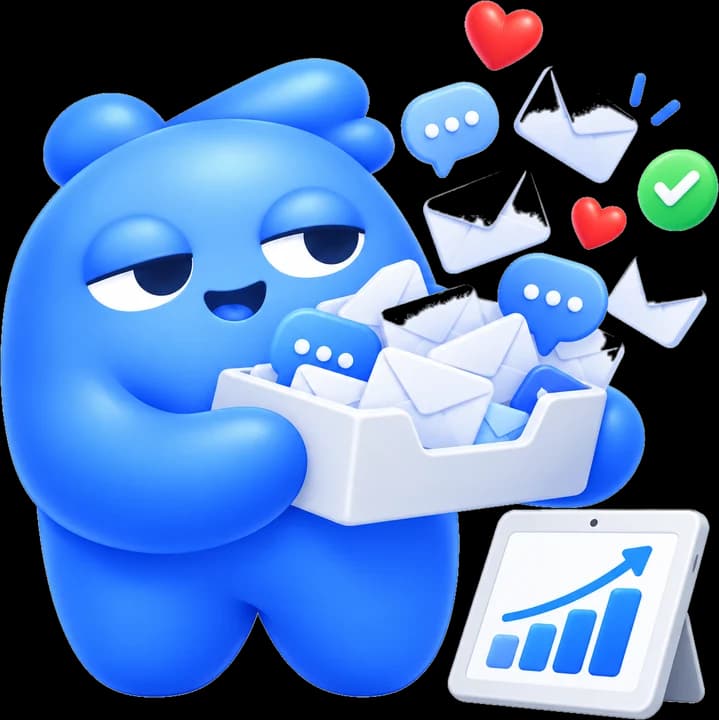 The mascot carrying a tray full of replies